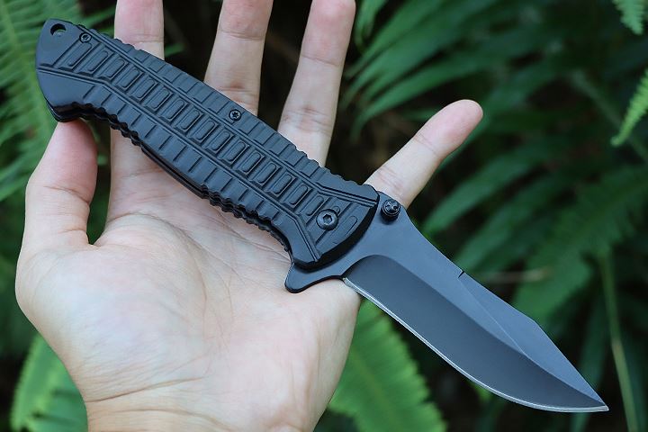 Black crocodile no logo blank blade Aluminum handle folding knife UD407683